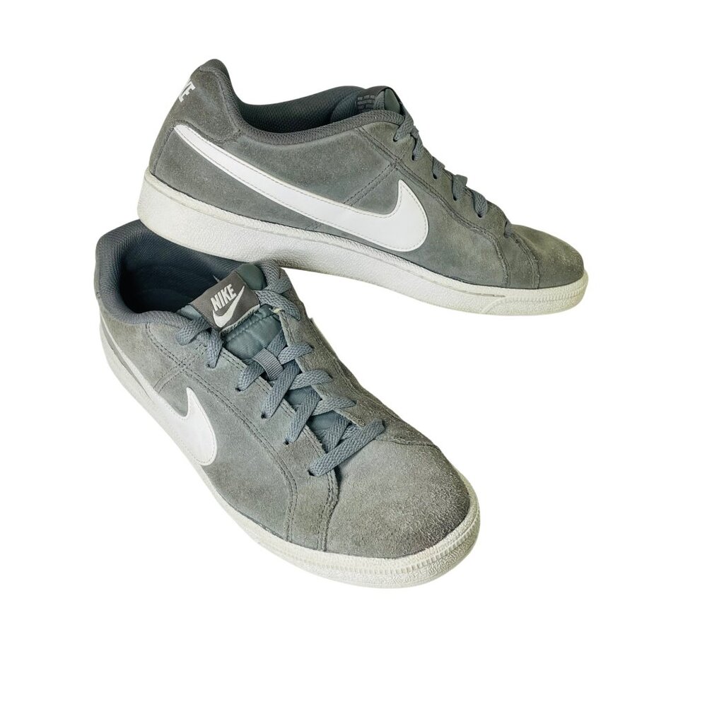 Nike Gray Suede Sneakers Court Royal White Swoosh Men's Size 10 Lace up Trainers - Picture 3 of 11